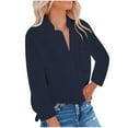 thumbnail image 1 of Bowake Women's Button down Shirts Lapel Long Sleeve Casual Comfy Ladies Work Office Fall Spring Blouse Tees, 1 of 7