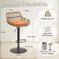 thumbnail image 3 of Villeston Rattan Bar Stools Set of 4,Adjustable Height 360 Swivel Low Back Stools with Footrest Breathable Linen Cushions,Orange, 3 of 6
