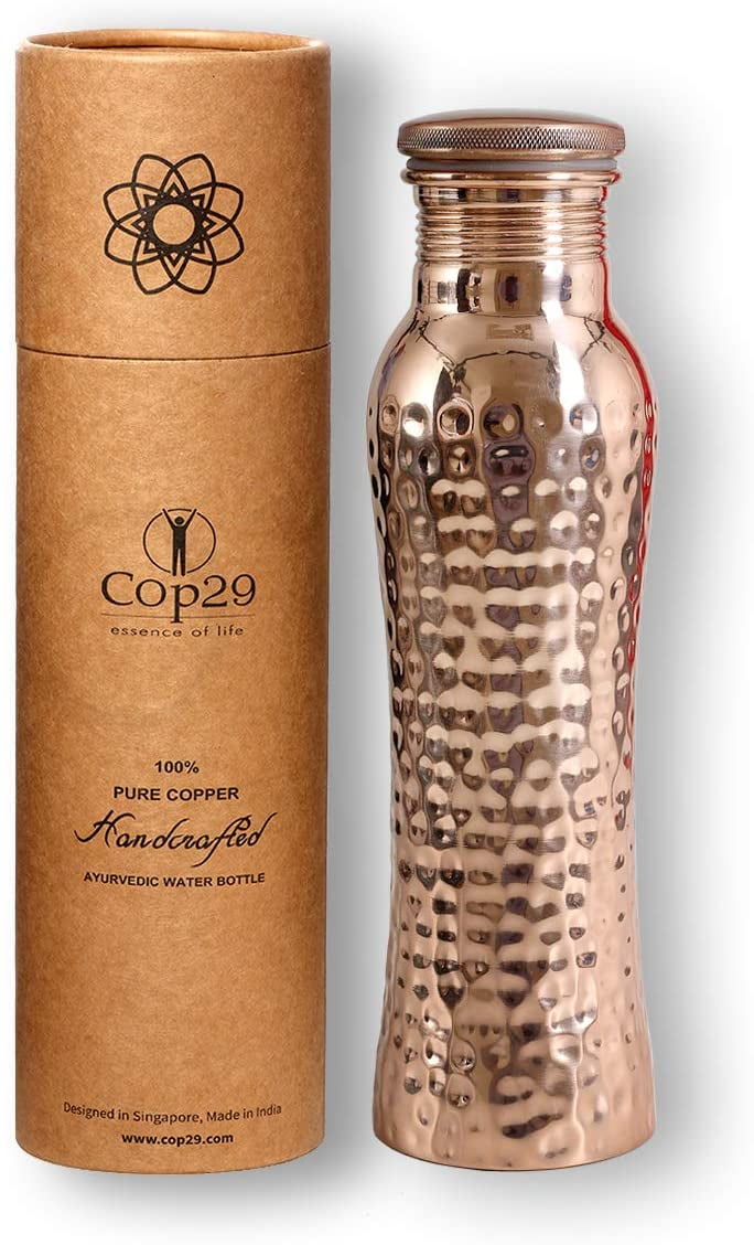 Beautiful Handmade Pure Copper Water Bottle For Ayurvedic Health Benefits 900Ml 