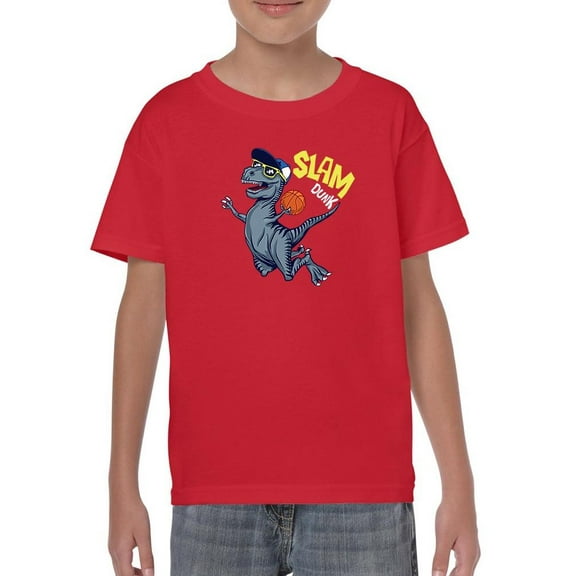 Cool Slam Dunkink Dino T-Shirt Juniors -Image by Shutterstock, Medium