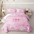 thumbnail image 2 of Erosebridal Pink Girly Bowtie Twin Quilt Set For Kids,3D Letter M Personalized Initial Twin Coverlet Set,2 Pieces, 2 of 7