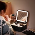 thumbnail image 5 of Makeup Bag with LED Mirror, Travel Cosmetic Organizer Case, White 10.04 x 8.86 x 4.72 in, 5 of 11