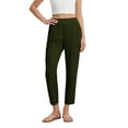 thumbnail image 2 of Evdexr Pants for Women Stretchy High Waisted Pant Ankle 7/8 Straight Leg Fit Bottoms Comfy Vacation Work Slacks with Pockets Army Green M, 2 of 6
