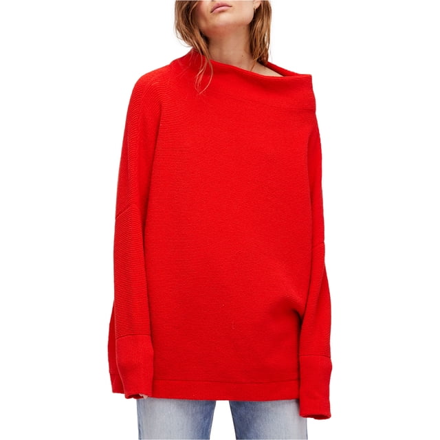 Free People Womens Ottoman Slouchy Tunic Sweater, Red, X-Small