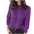 thumbnail image 1 of Yuyuzo Pull Femme Manches Longues Col Rond Hauts Tricotés Hiver Automne Décontracté Couleur Unie Pulls Blouse, 1 of 5
