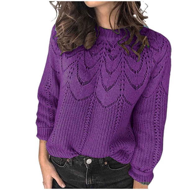 Puntoco suéter mujer Casual moda pulóver manga larga cuello redondo suéter tejido tops liquidación de Navidad Puntoco Puntoco-5588