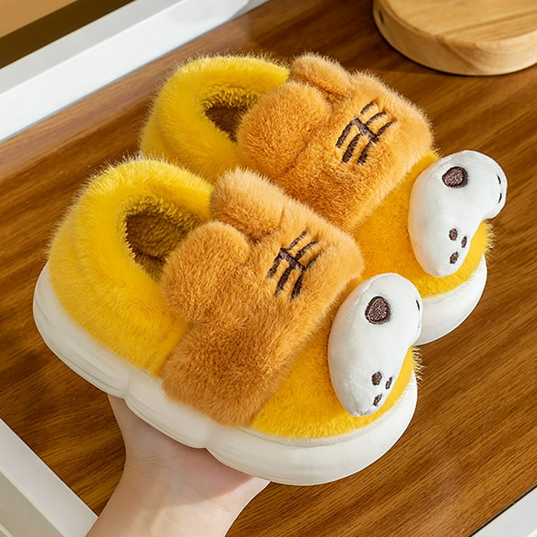 Yellow hotsell fluffy slippers