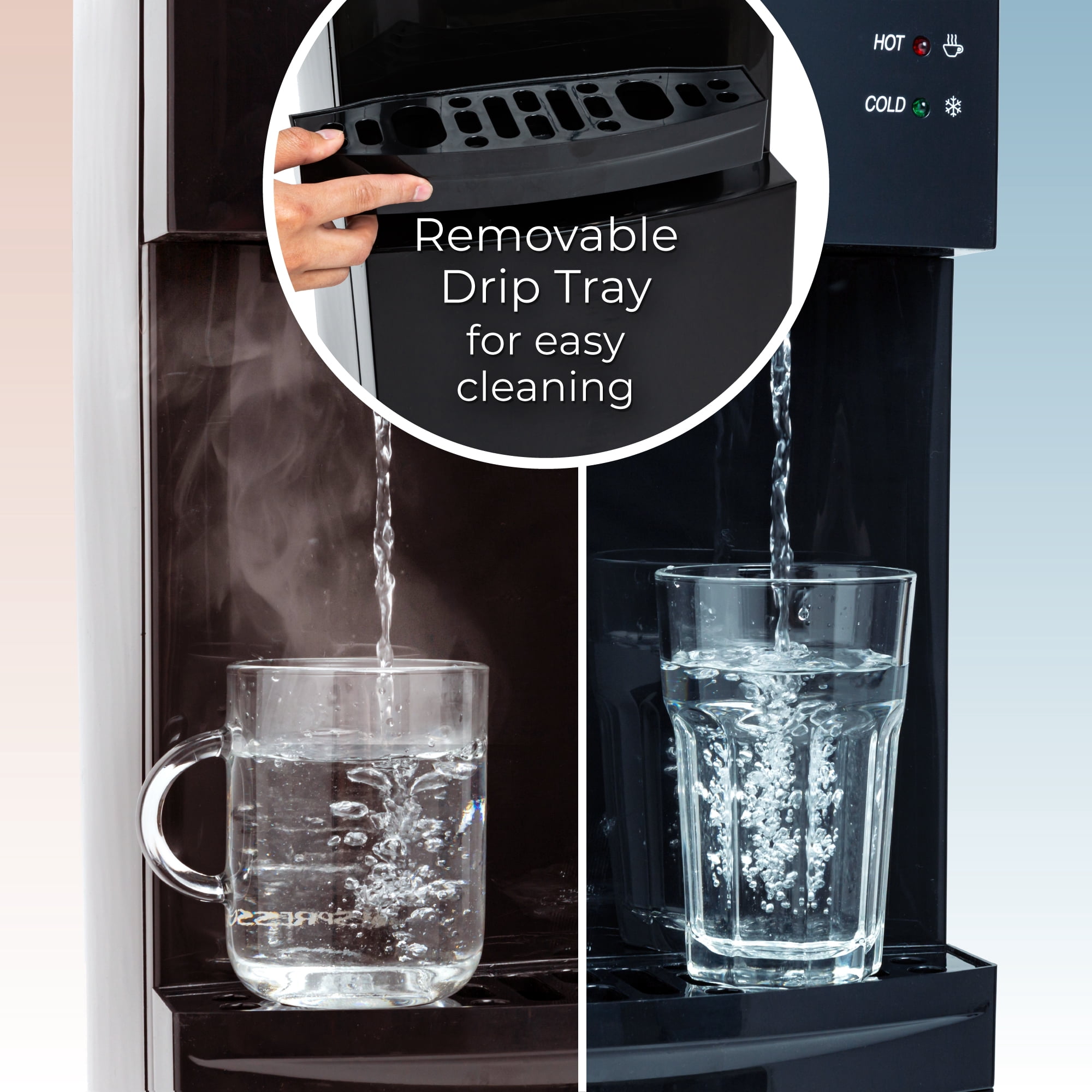 Igloo Top Loading Hot and Cold Water Dispenser for 3 & 5 Gallon Bottle, Black