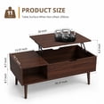 thumbnail image 5 of edx Wooden Lift Top Coffee Table with Hidden Compartments and Adjustable Shelves - Ideal for Small Homes, Apartments, Reception Rooms, Dark Brown, 5 of 11
