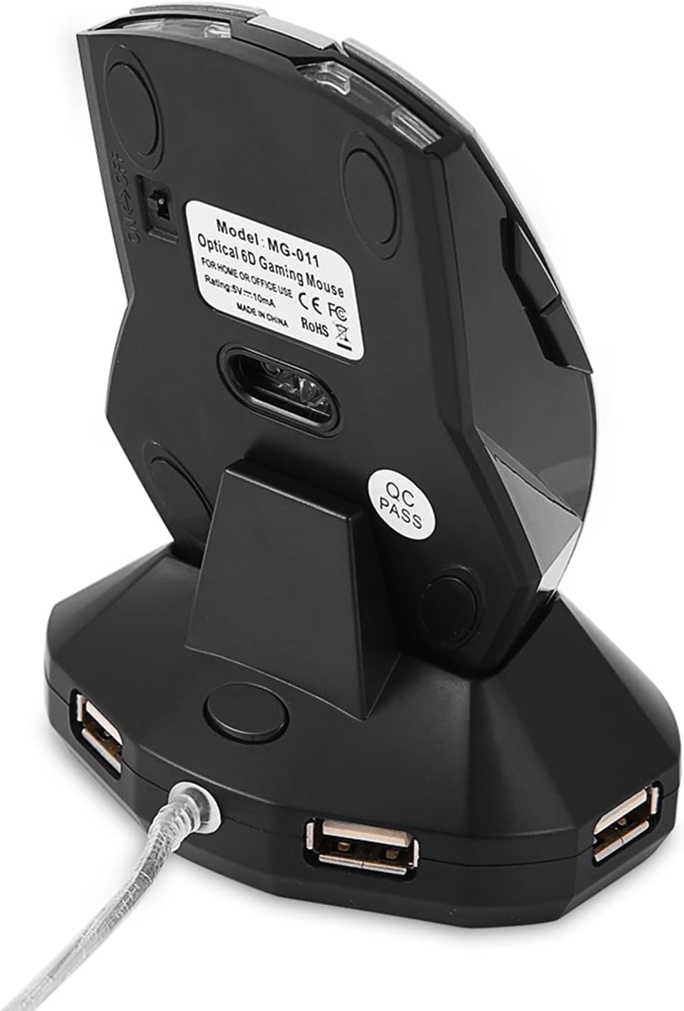 FIGT-Rechargeable Wireless Gaming Mouse with Charging Dock Stand, 2.4G 3 Port USB Hubs Cordless Mice, for PC Laptop (Gray)【0516】