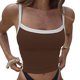 thumbnail image 2 of Chaleco sin espalda ajustado con tirantes en contraste para mujer - Top corto sin mangas con cuello en V sexy, 2 of 6