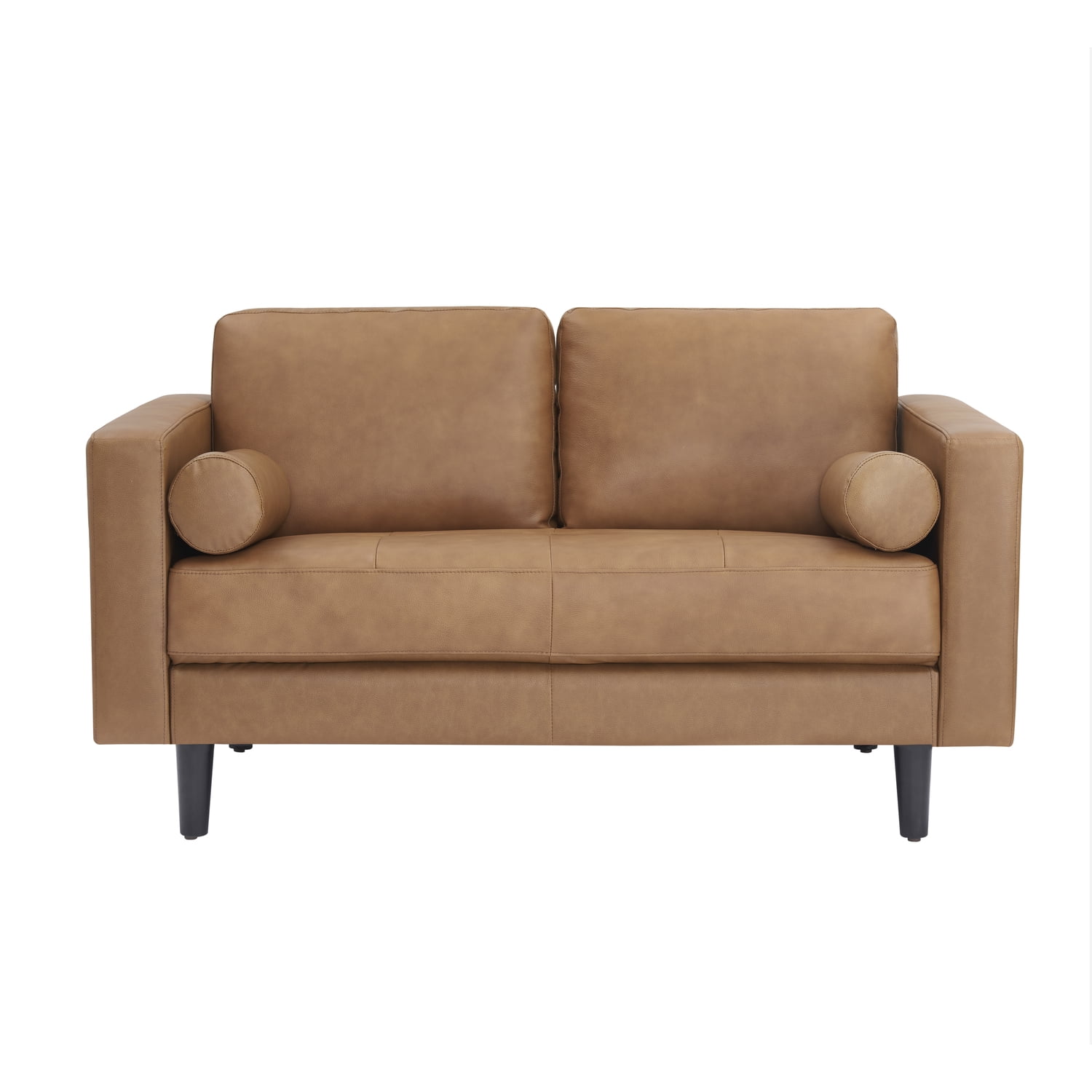 Modern Leather Loveseat in Black, Loveseat Sofa Couch for Bedroom, Living Room Furniture, Space-Saving 2 Seater Couch for Living Room, Bedroom, Apartment, Small spaces, Tan