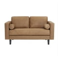 thumbnail image 4 of Modern Leather Loveseat in Black, Loveseat Sofa Couch for Bedroom, Living Room Furniture, Space-Saving 2 Seater Couch for Living Room, Bedroom, Apartment, Small spaces, Tan, 4 of 13