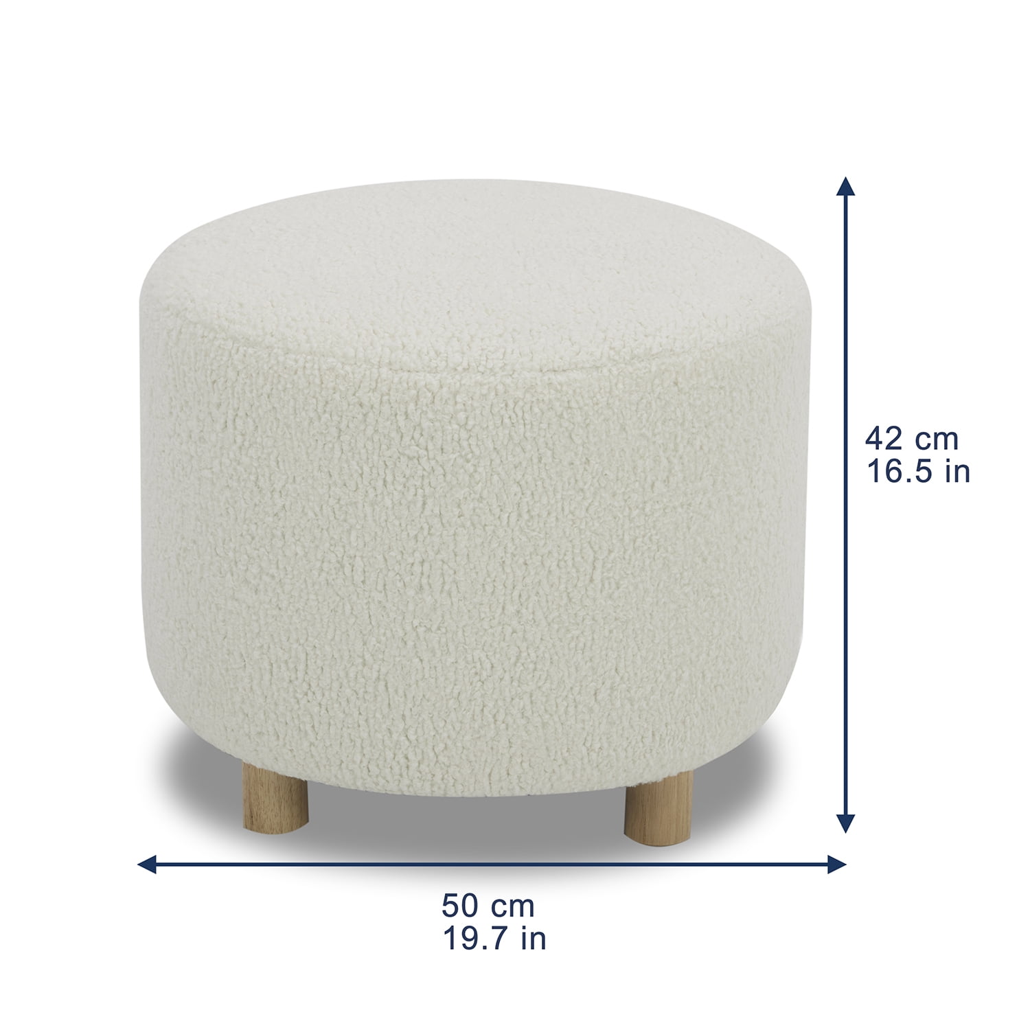 Better Homes & Gardens Mira Round Ottoman, Cream