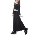 thumbnail image 6 of Girls Long Sleeve Crew Neck Dress, Solid Color Maxi Dress for Kids, Comfortable Everyday Casual Wear, Loose Fit Stretchy Dress for School and Play Black L, 6 of 8