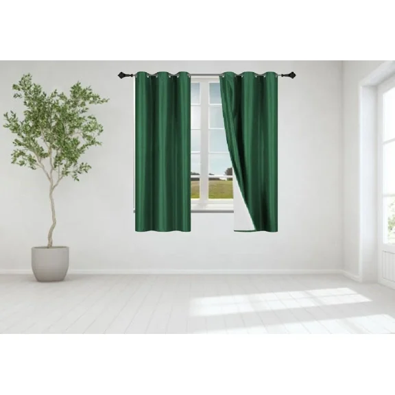 Gorgeous Home Linen 1 Set Hunter Green Blackout Panel Window Grommet Curtain Foam Lined 35" Wide X 63" Long each pc