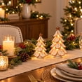 thumbnail image 7 of 2PCS Christmas Tree Figurine, Christmas Tabletop Centerpiece with Glowing LED Lights, Winter Pine Festive Holiday Decor, Christmas Gift, 7 of 7