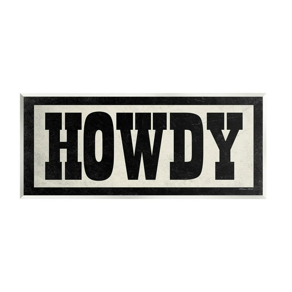 Stupell Industries Vintage Howdy Sign Typography Painting Unframed Art Print Wall Art, 17 x 7