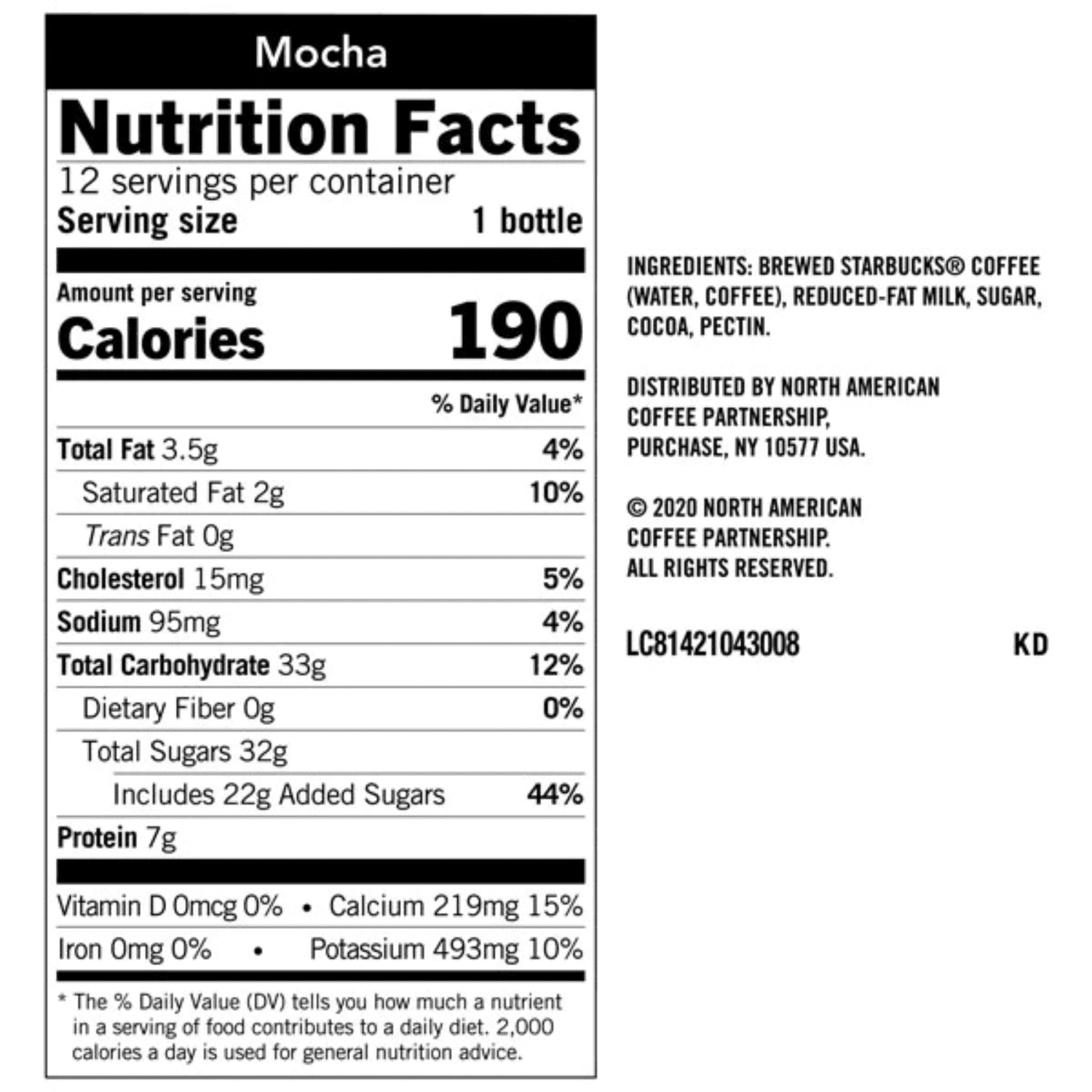 Starbucks Frappuccino Mocha Coffee Drink, 9.5 oz. Glass Bottle, Soft Drink, Cow Milk