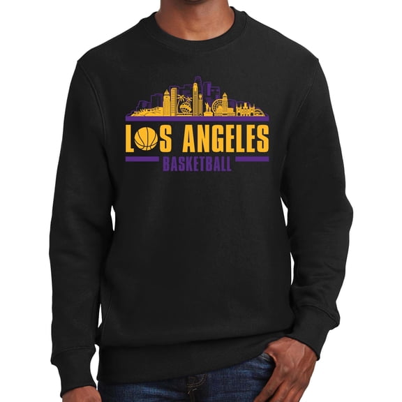 Game Garment Los Angeles City Skyline Basketball Team Sports Fan Mens Graphic Sweatshirts Pullover Black XS-3XL