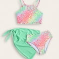 thumbnail image 7 of Staki 3 Piece Swimsuit for Teens Girls Swimsuit 3 Piece Sets Cute Print Bikini Bathing Swim Suits Comfy Summer Beach Skirt Cover Up Outfits 3-7Y(Green,4-5 Years), 7 of 7