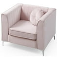 thumbnail image 4 of Maklaine Contemporary Soft Velvet Channel Tufted Chair in Pink, 4 of 5