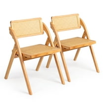 UBesGoo 2 Pack Folding Chairs, Wooden Accent Dining Chairs, Rubberwood Flodable Seating for Indoor Outdoor