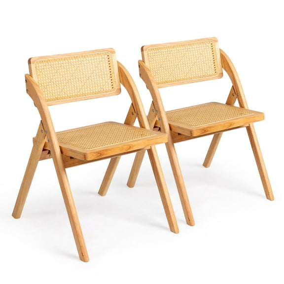 UBesGoo 2 Pack Folding Chairs, Wooden Accent Dining Chairs, Rubberwood Flodable Seating for Indoor Outdoor