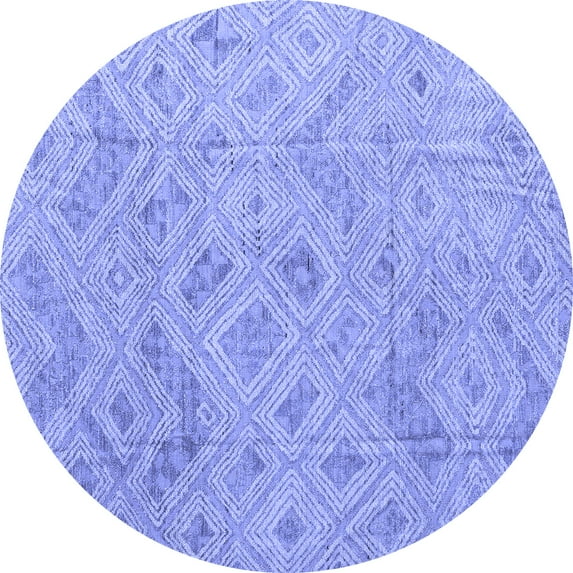 Ahgly Company Indoor Round Abstract Blue Modern Area Rugs, 6' Round
