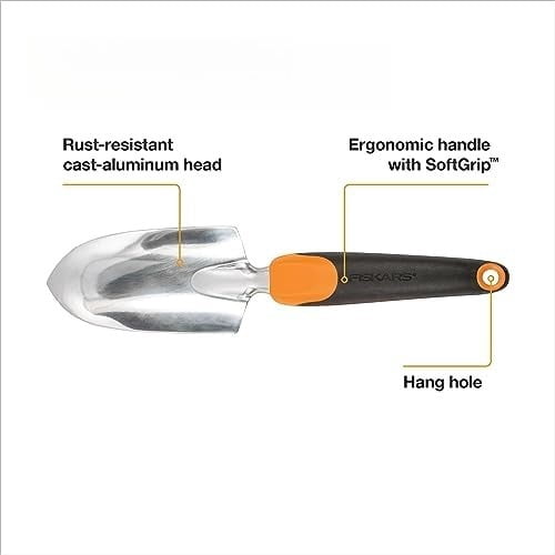 Trowel, Heavy Duty Gardening Hand Tool with Hang Hole, For Digging and Planting, Rust Resistant Cast Aluminum, Ergonomic Handle and Comfort Grip, Gardening Tools for Yard