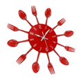 thumbnail image 3 of Reloj de pared Timelike para cubiertos de cocina con forma de cuchara y tenedor, 32 cm, rojo, 3 of 8
