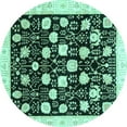 thumbnail image 1 of Ahgly Company Indoor Round Oriental Turquoise Blue Traditional Area Rugs, 7' Round, 1 of 4
