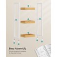 thumbnail image 7 of 3-Tier Bamboo Rolling Cart with Adjustable Shelf, 11.8x31.5 Inch Slim Storage Organizer for Kitchen Bathroom, White and Natural, 7 of 7