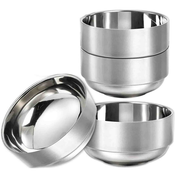 3Pcs Stainless Steel Insulated Soup Bowls,Bexikou Double Walled Metal Snacks Bowls,Metal Soup Cereal Bowls,Heavy Duty Rice Bowls for Cereal, Soup, Ice Cream, Rice, Noodles, Salad, Kids Snacks