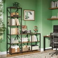 thumbnail image 5 of 59in 5 Tier L Shaped Ladder Bookshelf Corner Storage Shelves Industrial Bookcase with Metal Frame Particle Board for Living Room Bedroom Home Office Kitchen Plant Stand Display Rack Black, 5 of 7
