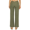 thumbnail image 3 of Cali1850 Women's Casual Linen Pants 29" Inseam Oceanside Drawstring Smocked Waist Lounge Beach Trousers with Pockets, 3 of 5