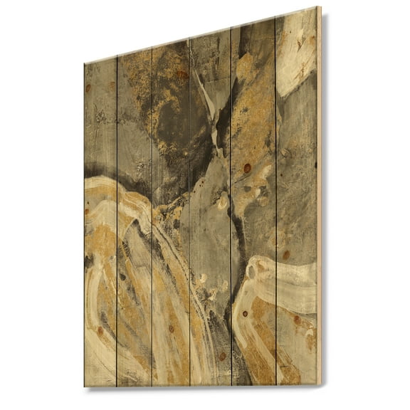 Designart 'Abstract Glam Phoenix Neutral' Modern Glam Print on Natural Pine Wood
