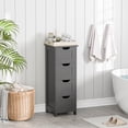 thumbnail image 4 of SuperDeal 4-Drawer Bathroom Storage Cabinet – Freestanding Wood Organizer Waterproof Small Side Cabinet for Home Living Room, Gray, 4 of 16