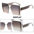 thumbnail image 3 of Gafas de sol sin marco cuadradas con recorte, gafas de sol de tiro callejero de moda con montura grande, hechas de PC, 3 of 5
