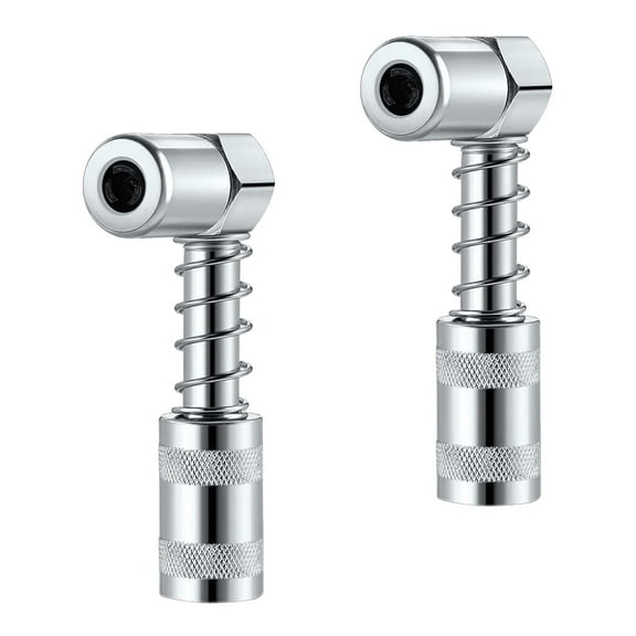 Quanmin 2PCS 90 Degree Grease Coupler Gun Adapter 90 Degree Grease Gun Coupler Grease Gun Fittings Grease Gun Tips 3 Jaw Angle Swivel Snap Right Fitting Tool for Farm Truck Auto