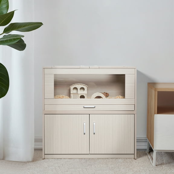 Faitaliicy Hamster Cage With Storage Cabinet & Drawer Hamster Habitat Cage With Openable Top & Easy View Acrylic Panels Small Animal Cage For Guinea Pig Gerbil Hedgehog Rat