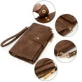 thumbnail image 2 of UTO Wallets for Women Vegan Leather RFID Blocking Trifold Purse Card Holder Ladies Clutch Phone Wristlet(Brown Retro), 2 of 7