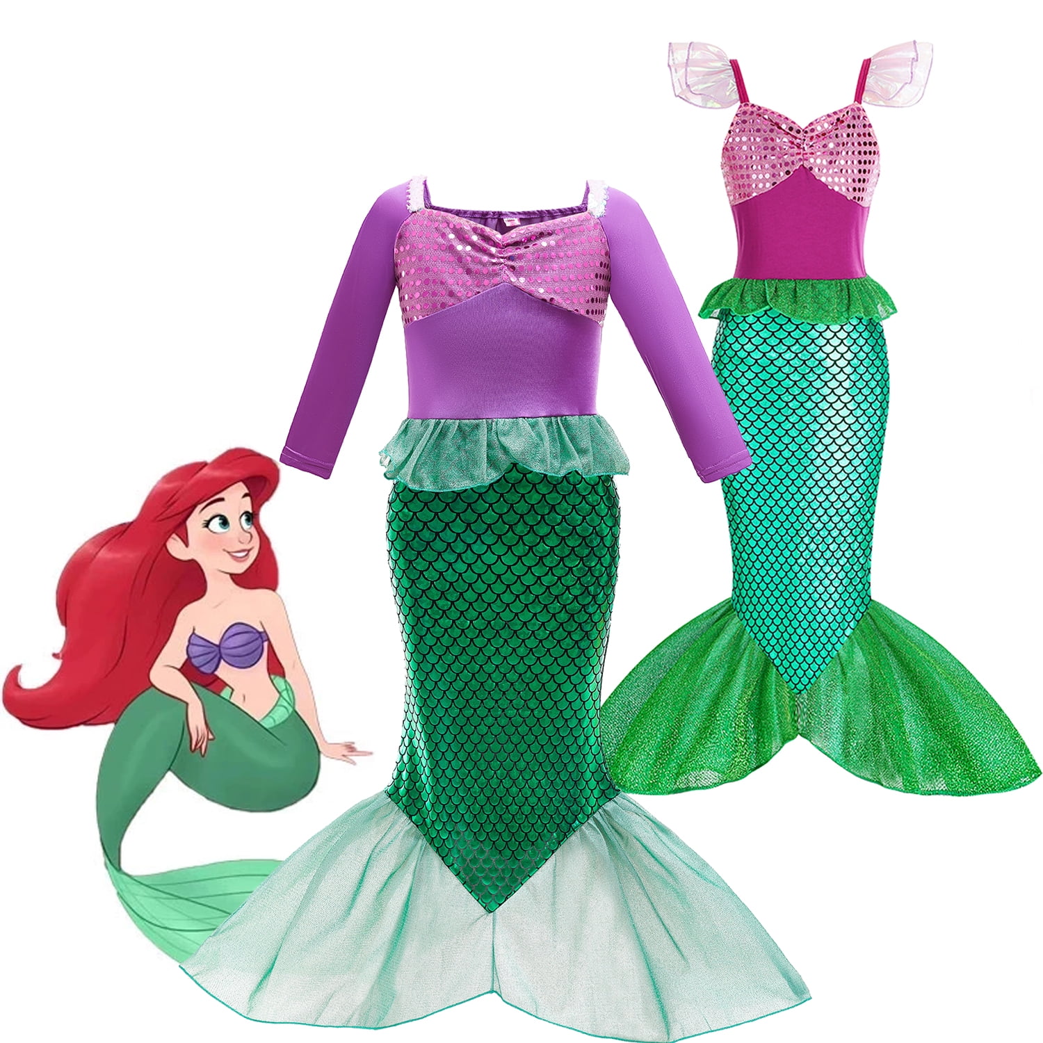 Girl Little Mermaid Outfit Girl Ariel Cute Halloween Dress Children