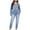 #01 Blue, variant on Womens Button Front Dark Wash Sustainable Stretch Denim Straight Leg Jumpsuits Fashion Pockets Playsuits Denim Daily High Waisted Long Sleeve Rompers