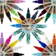 PINTAR Acrylic Paint Markers Medium Point - Medium Point Paint Markers - Acrylic Paint Markers Set - Acrylic Paint Pens for Rock Painting, Wood, Glass, Leather, Shoes - Pack of 26, 5.0mm