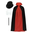 thumbnail image 1 of CHICTRY Ensemble de Costume de Magicien pour Jeu de Rôle Jeu d'Imitation Se Déguiser Accessoires pour Spectacle de Tours de Magie Noir&Rouge Taille Unique, 1 of 7