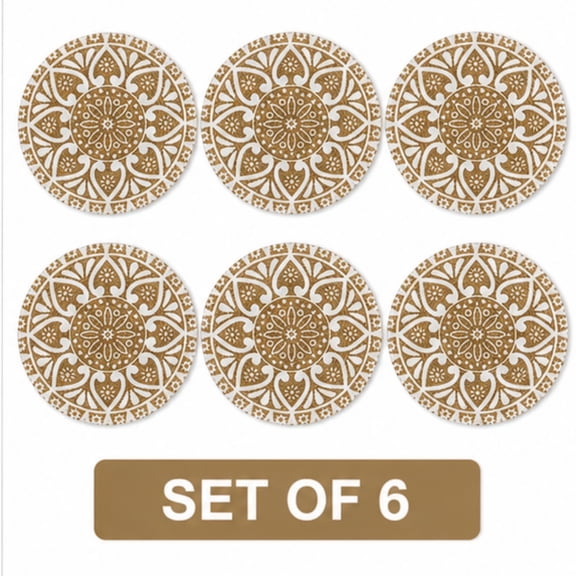 Printed Round Placemats Set of 6 Decorative Dining Table Mats Heat Resistant Non Slip Table Place Mats for Kitchen Dining Setup Home Decor and Everyday Use