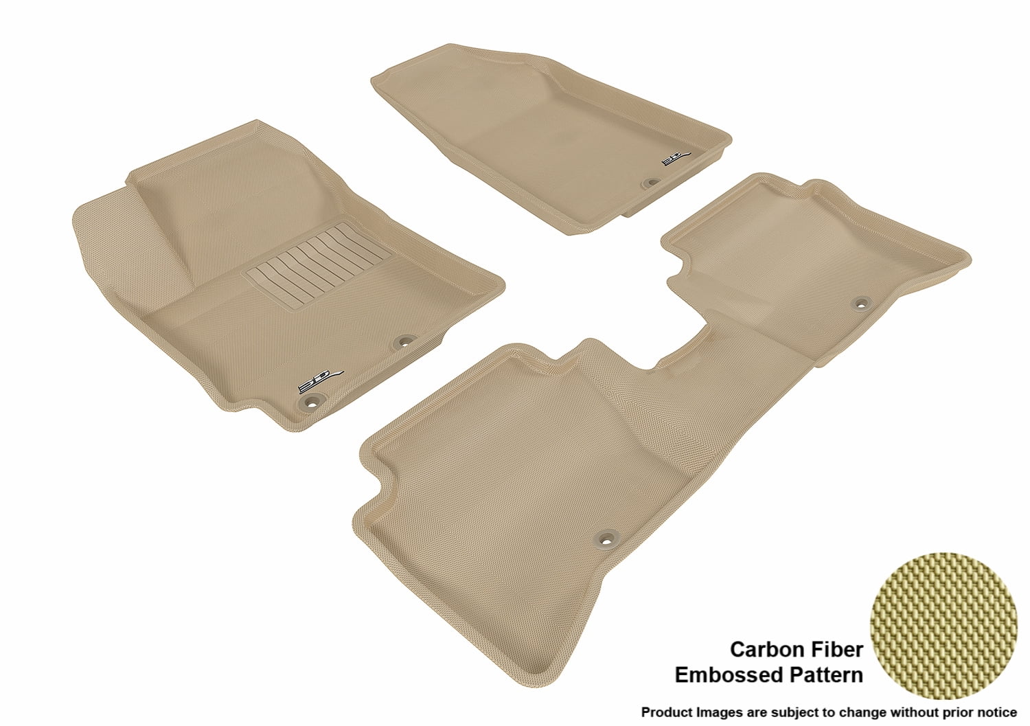 3D MAXpider 20142017 Kia Rio/Rio5 Front & Second Row Set All Weather Floor Mats in Tan with