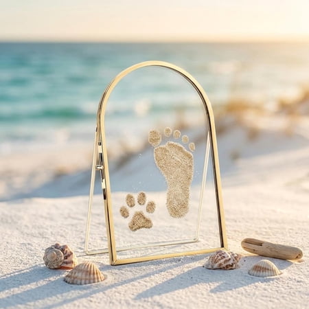 Floating Baby Handprint and Footprint Keepsake Frame, 4x6 Double Glass Display for Pets Newborns, DIY Nursery Picture Frame Gift for New Mom