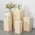 thumbnail image 3 of Balsa Circle 5 Beige Rectangular Pedestal Fitted Spandex Display Stand Covers Set Party Events Decorations Supplies, 3 of 8